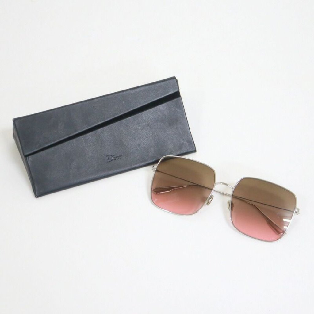 Dior Steria Sunglasses Silver Frame Brown Gradient Lenses